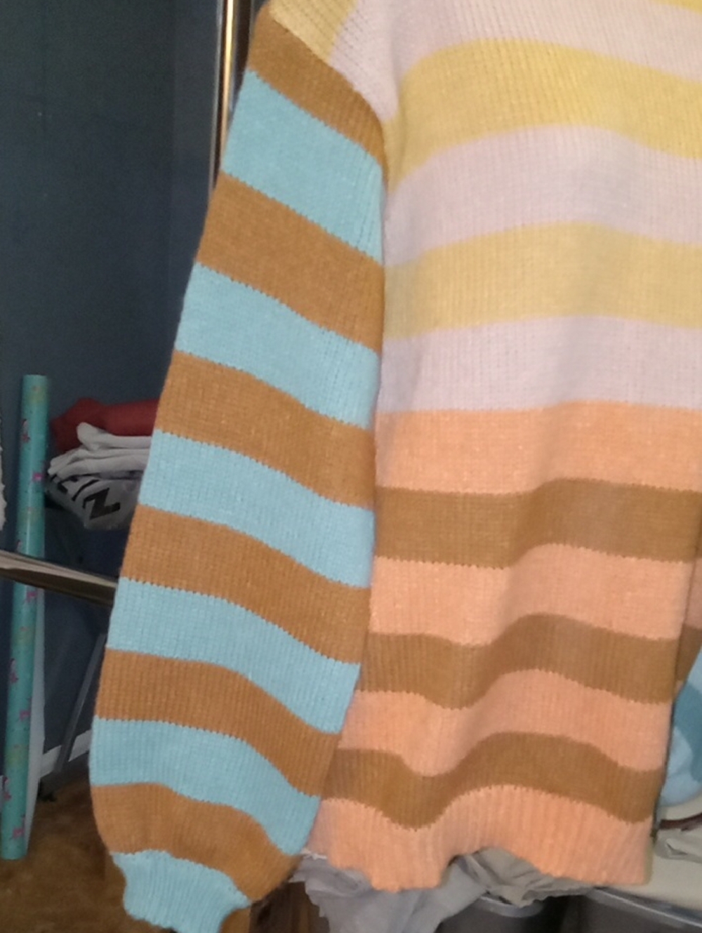 Three Bird Nest Striped Mock Neck Sweater - Multicolor - Picture 3 of 5